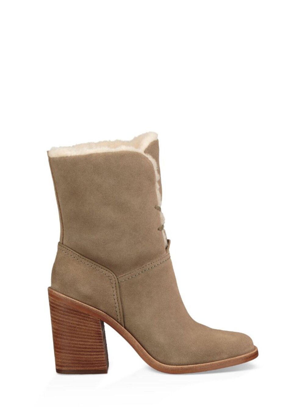 Green UGG Jerene Shearling-Lined Suede Heeled Boots